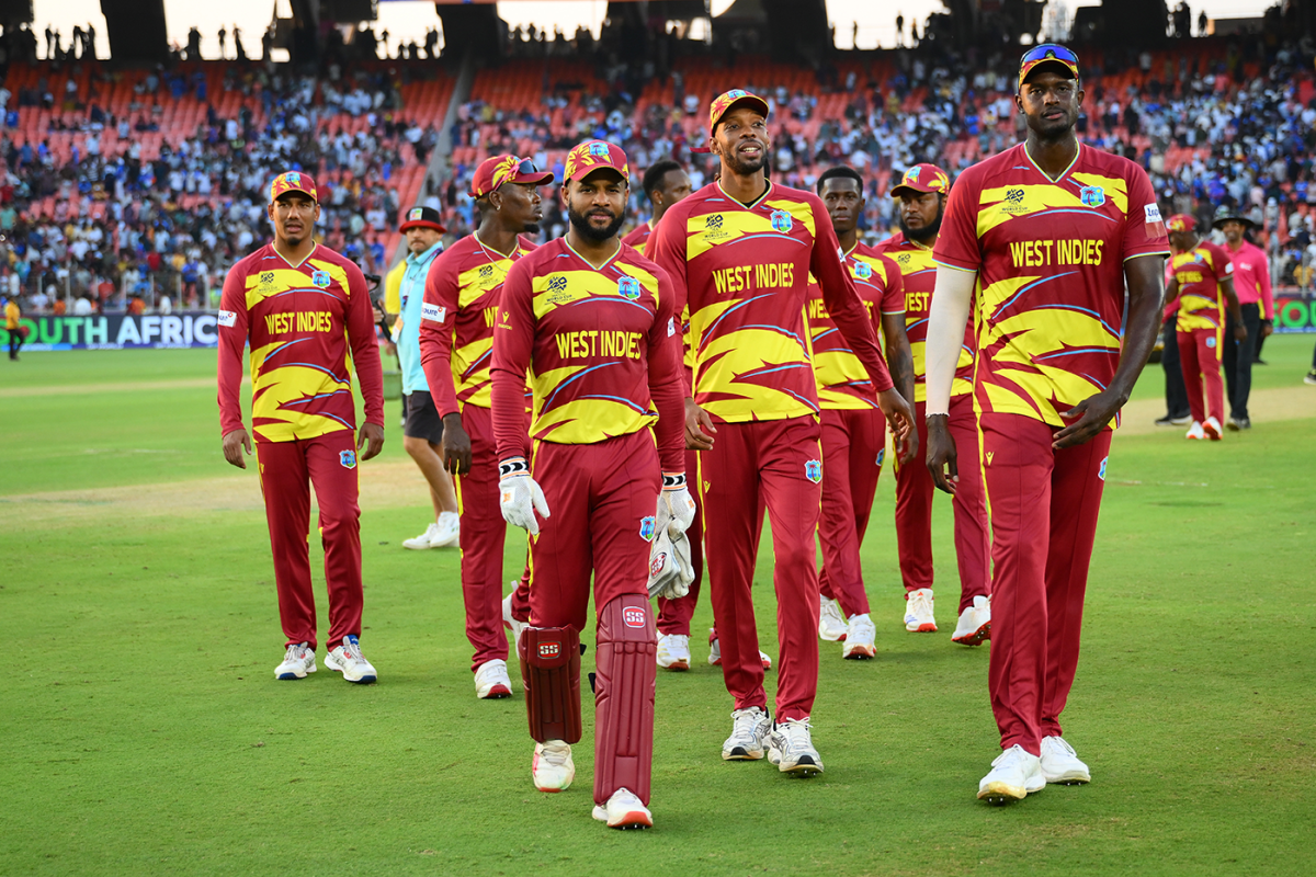 The West Indies players walk back after losing to South Africa, South Africa vs West Indies, T20 World Cup, Super Eight, February 26, 2026