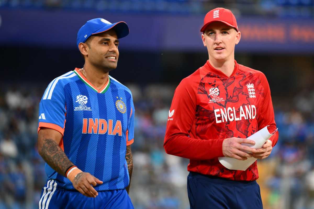 Suryakumar Yadav and Harry Brook at the toss, India vs England, T20 World Cup semi-final, Mumbai, March 5, 2026