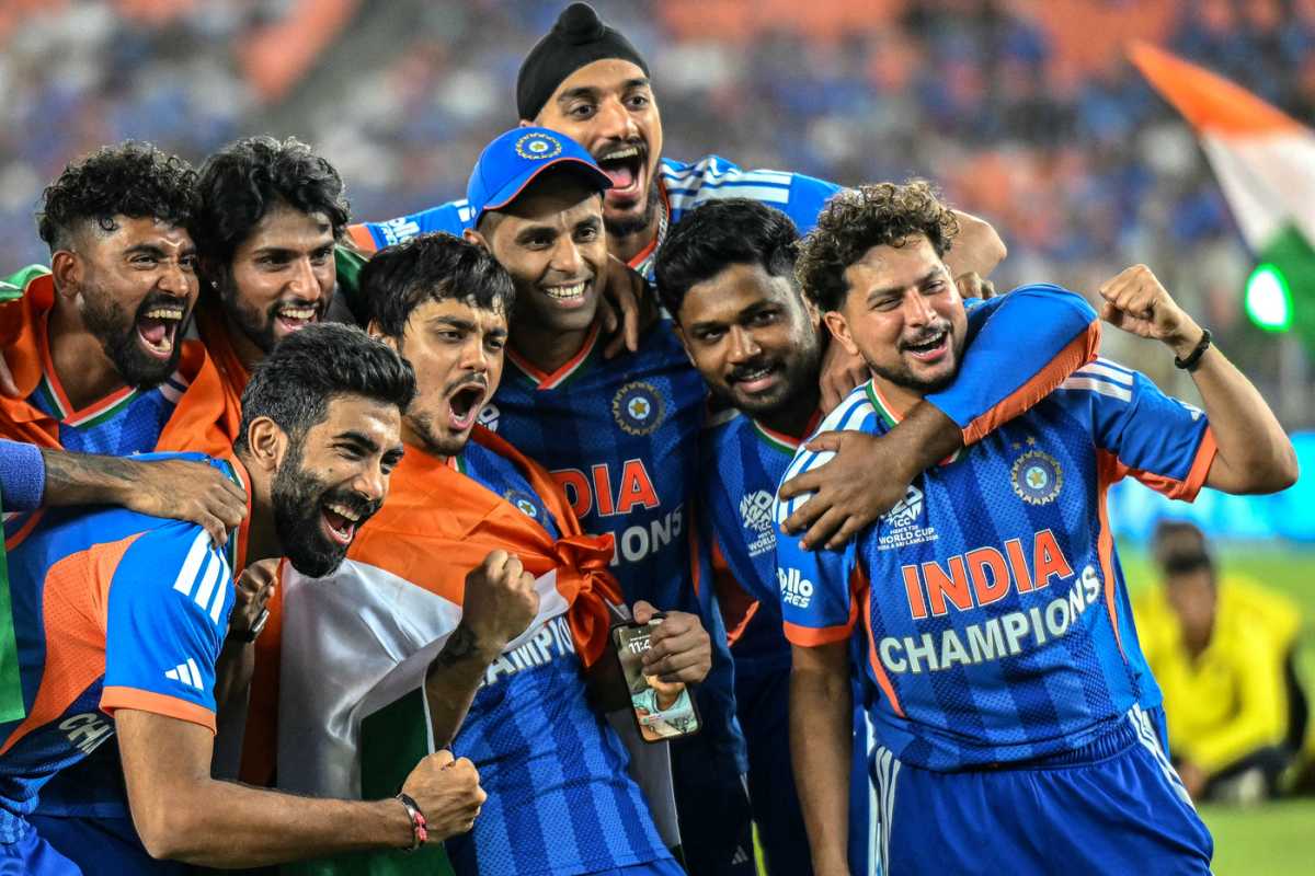 The India players pose for a selfie, India vs New Zealand, final, Ahmedabad, T20 World Cup, March 8, 2026