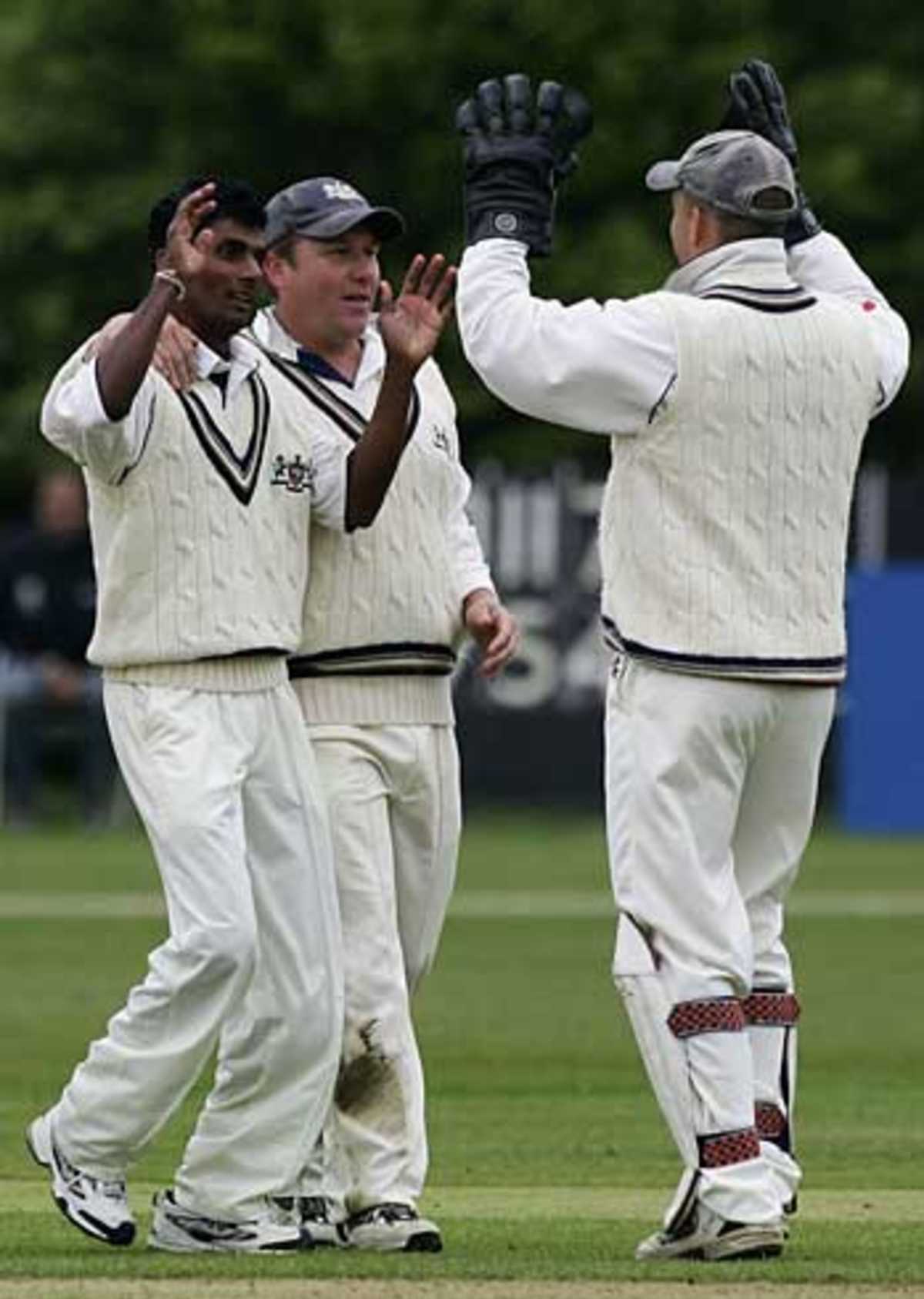 Upul Chandana celebrates a wicket against Berkshire in the C&G Trophy, Berkshire v Gloucestershire, Reading Cricket Club, May 4