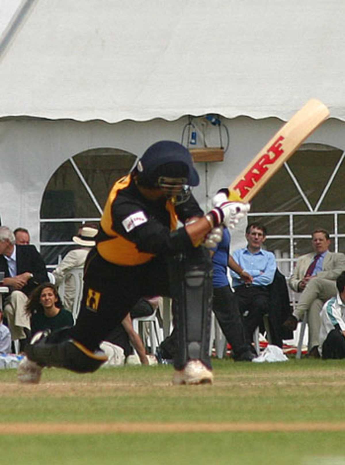 Sachin Tendulkar sweeps during his 155, Cambridge University v Lashings World XI, Fenner's, June 21, 2006