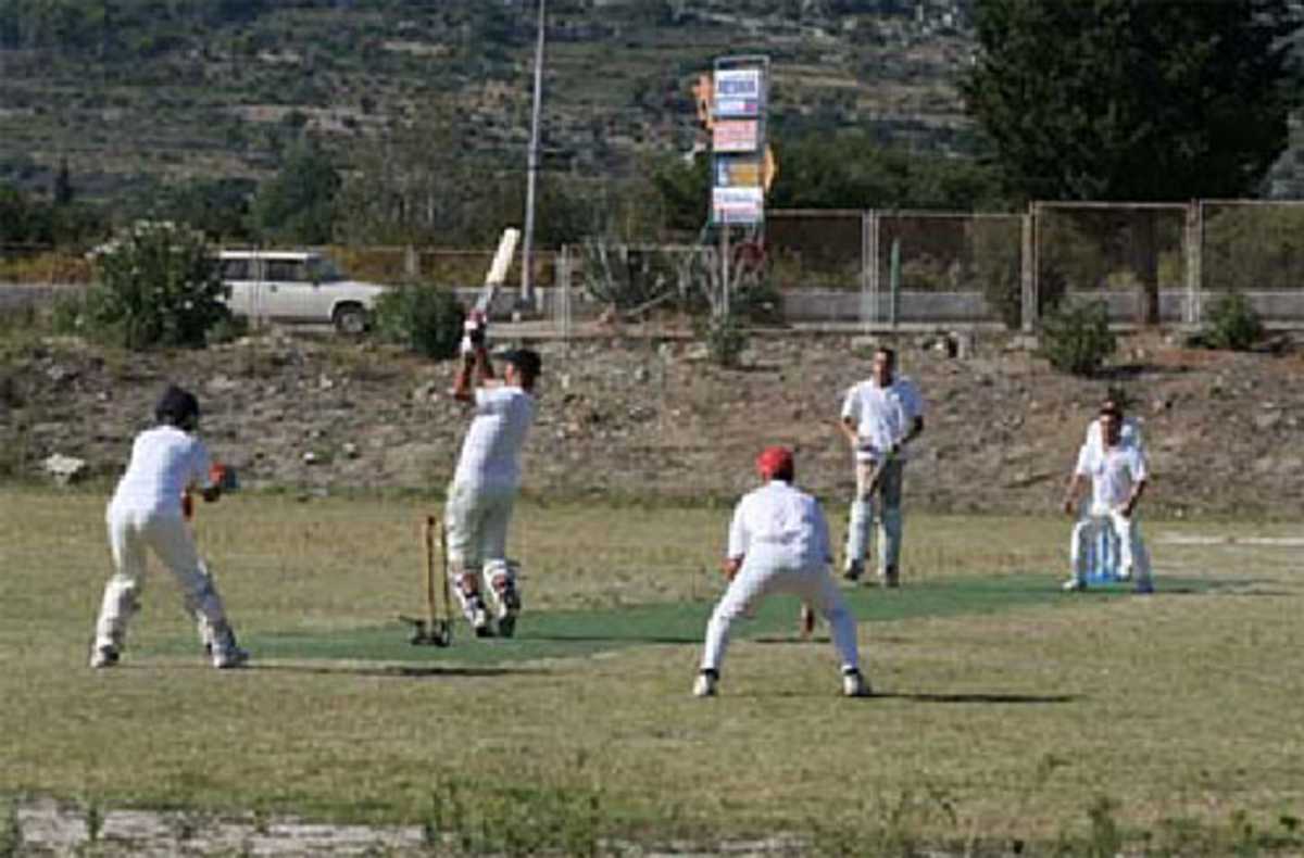 Cricket on the new artificial pitch at the Sir Oliver CC at Split in Croatia, September 16, 2007