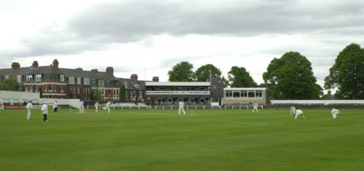 A general view of the pavilion areas  of Jesmond Cricket Ground, Newcastle upon Tyne