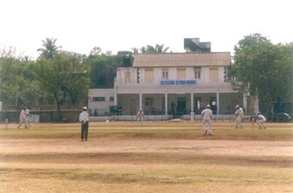 A close up view of the Deccan Gymkhana Ground pavilion, Poona
