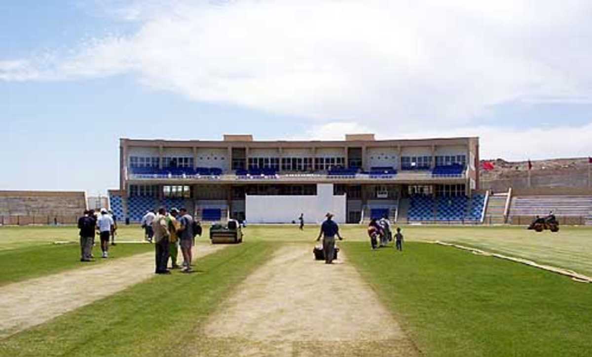 The wicket area of the National Cricket Stadium, Tangier Morroco