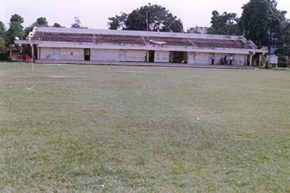 The view of the pavilion at Chowk Stadium, Lucknow