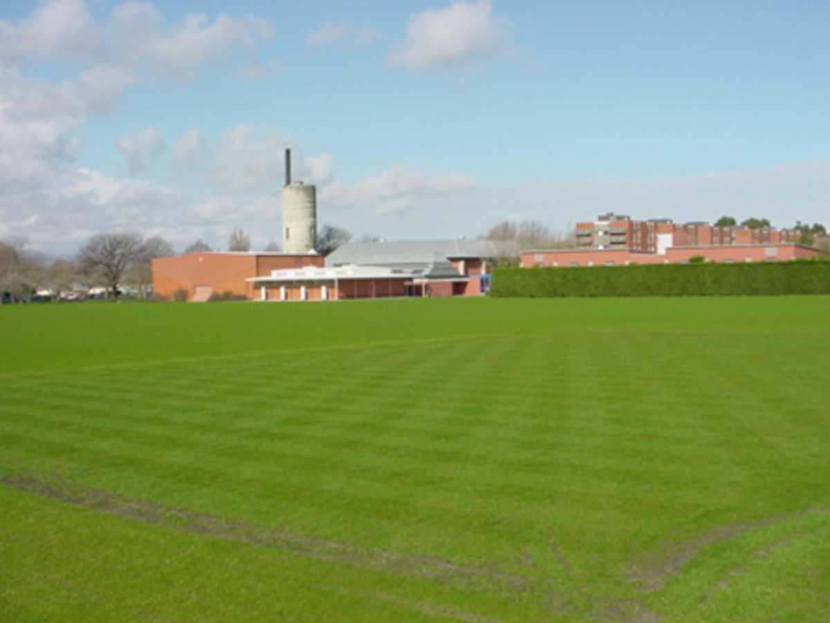 The location of the new Lincoln No. 3 ground at Lincoln University, one of the venues developed for the ICC Under-19 World Cup in January-February 2002. The Lincoln University recreation centre and student accommodation buildings are in the background. 29 August 2001.