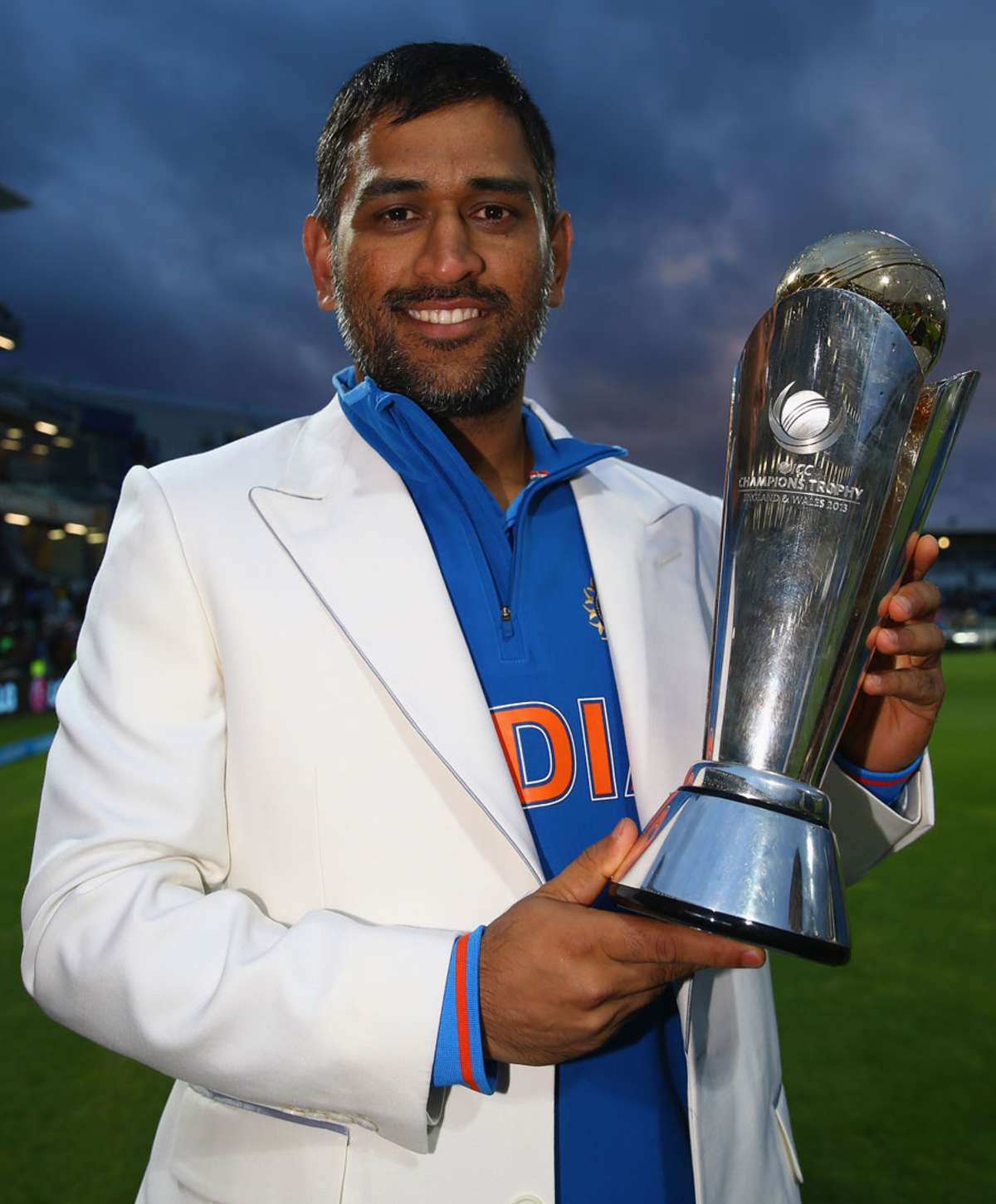 MS Dhoni with the trophy ESPNcricinfo