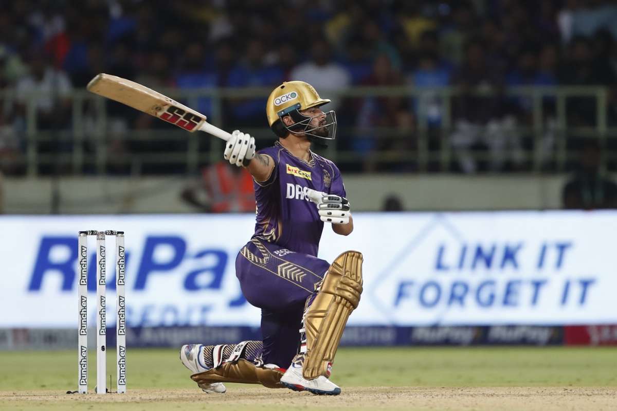 Rinku Singh batting six hitting pose Kolkata Knight Riders IPL