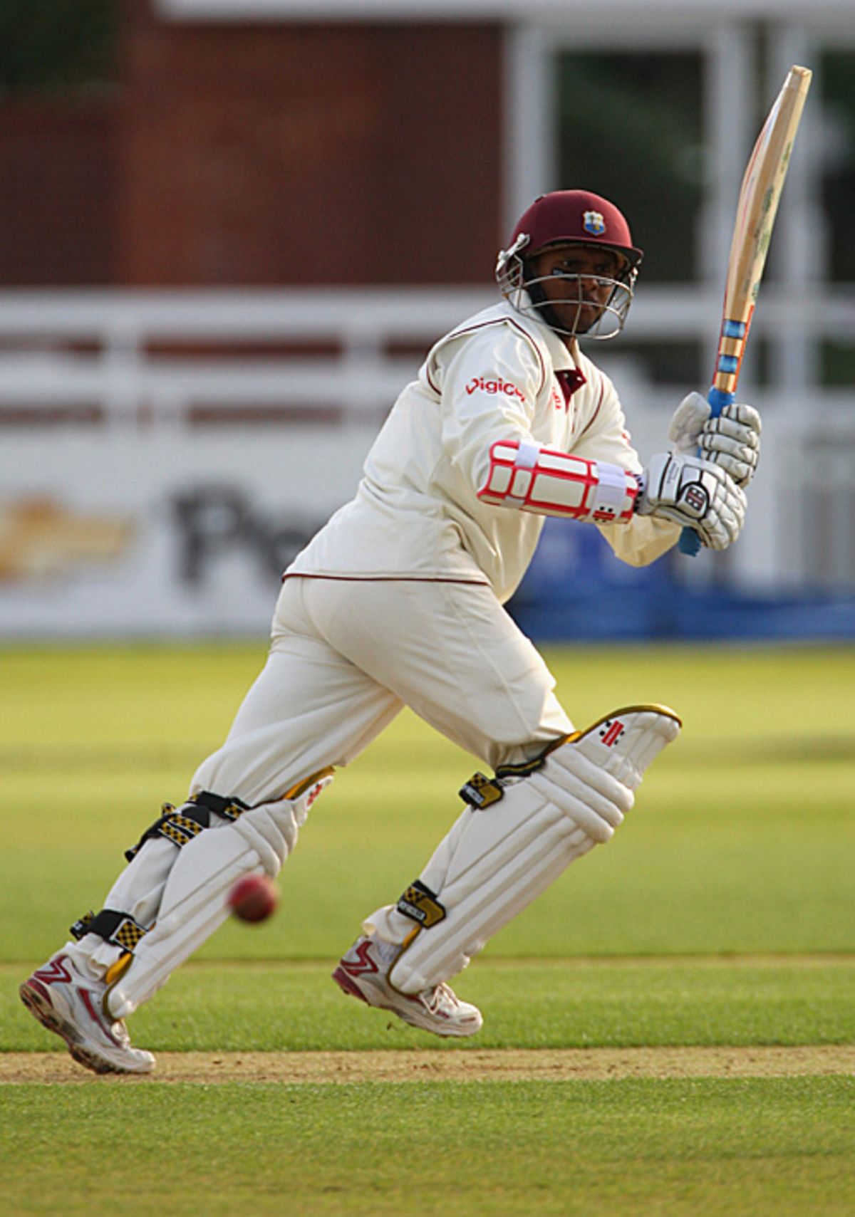 Shivnarine Chanderpaul tickles one fine during a difficult day for West Indies, England Lions v West Indians, Derby, April 30, 2009