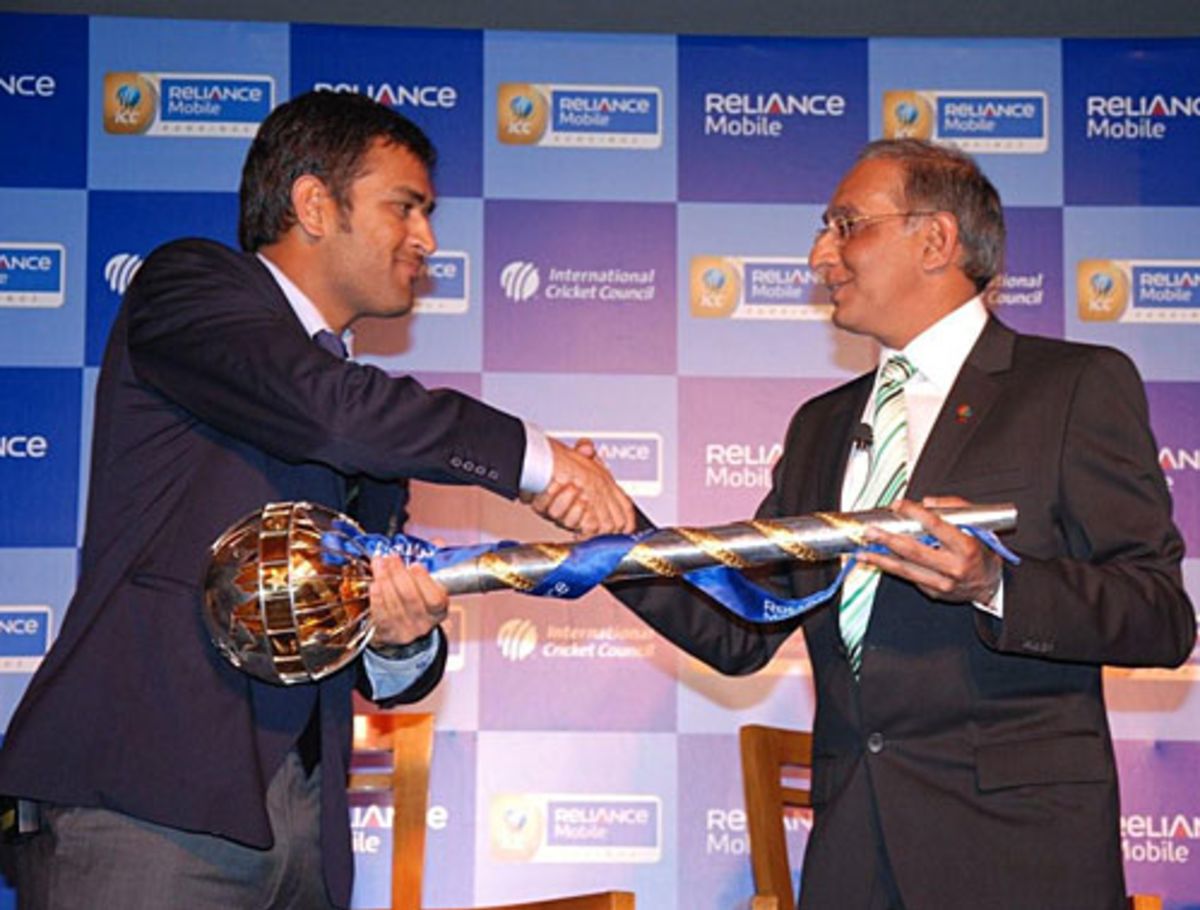 MS Dhoni Proudly Displays The ICC Test Championship Mace ESPNcricinfo