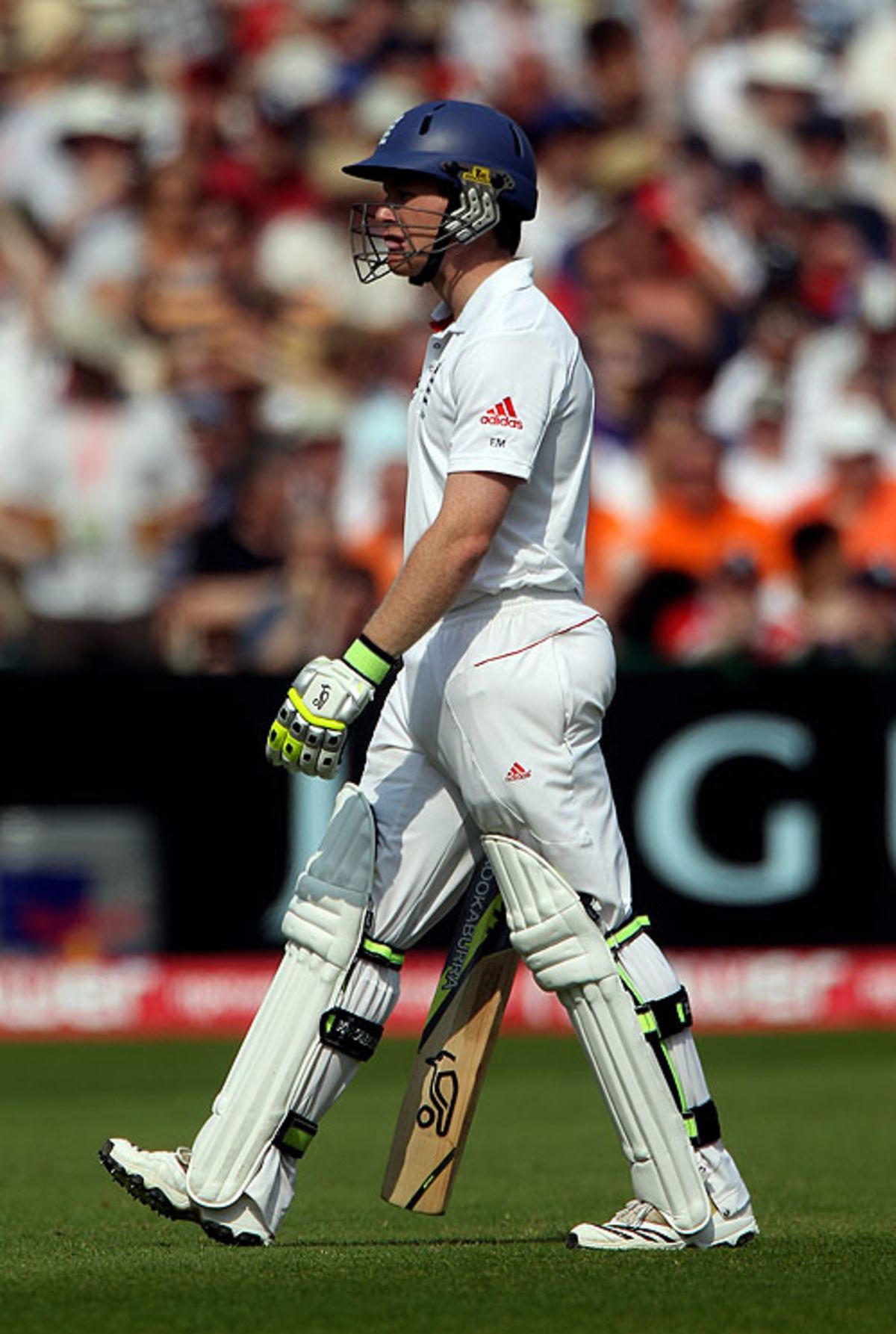Eoin Morgan leaves the crease after being smartly caught at point for