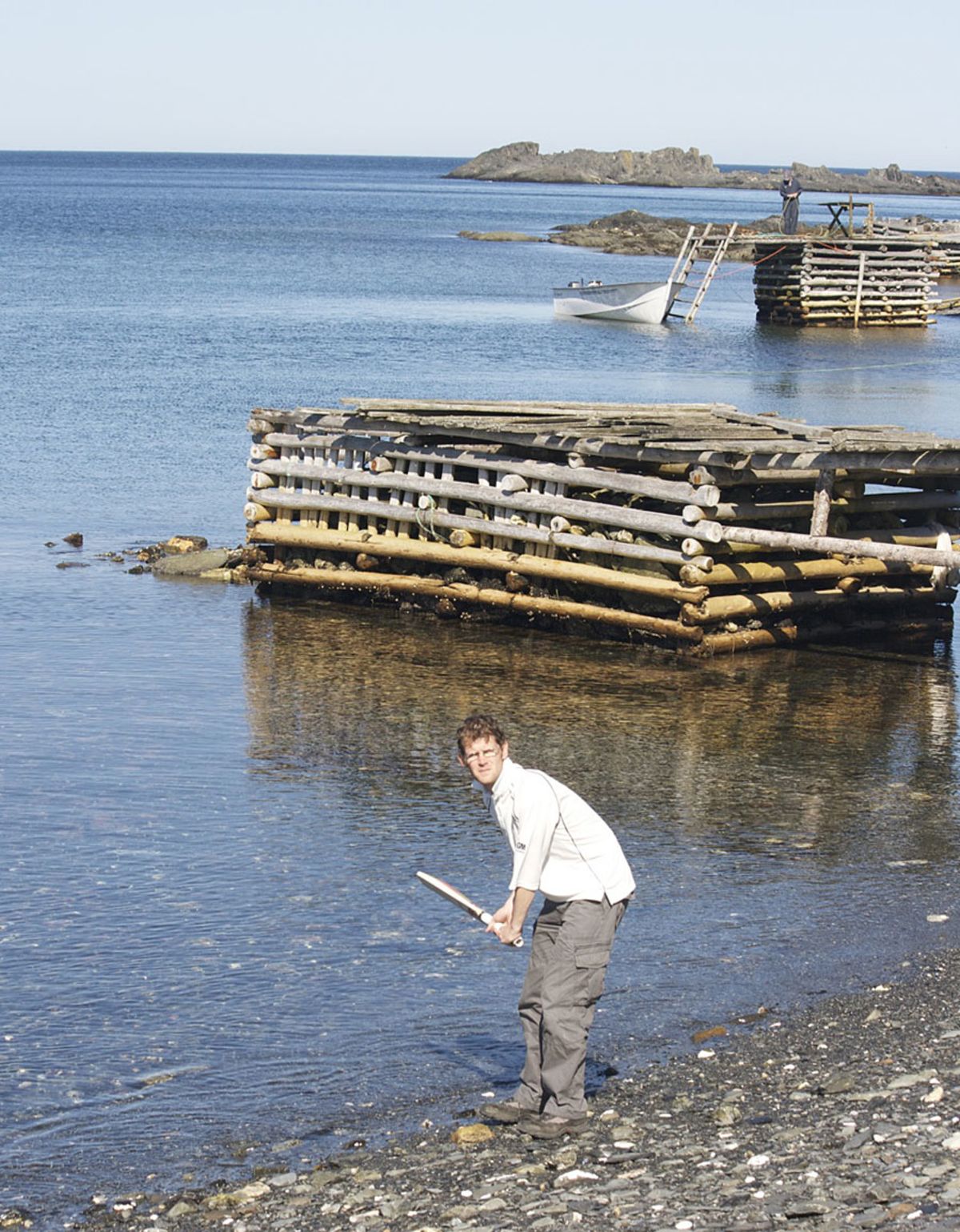 Playing beach cricket at Griquet, Newfoundland