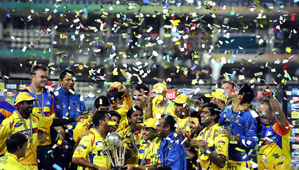 Confetti rains down on the new Champions League Twenty20 champions, the Chennai Super Kings, Warriors v Chennai, Champions League Twenty20, Johannesburg, September 26, 2010
