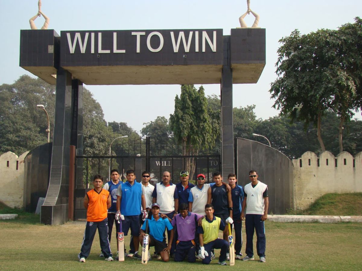 The Services team outside the Harbaksh Stadium, Delhi, 2011