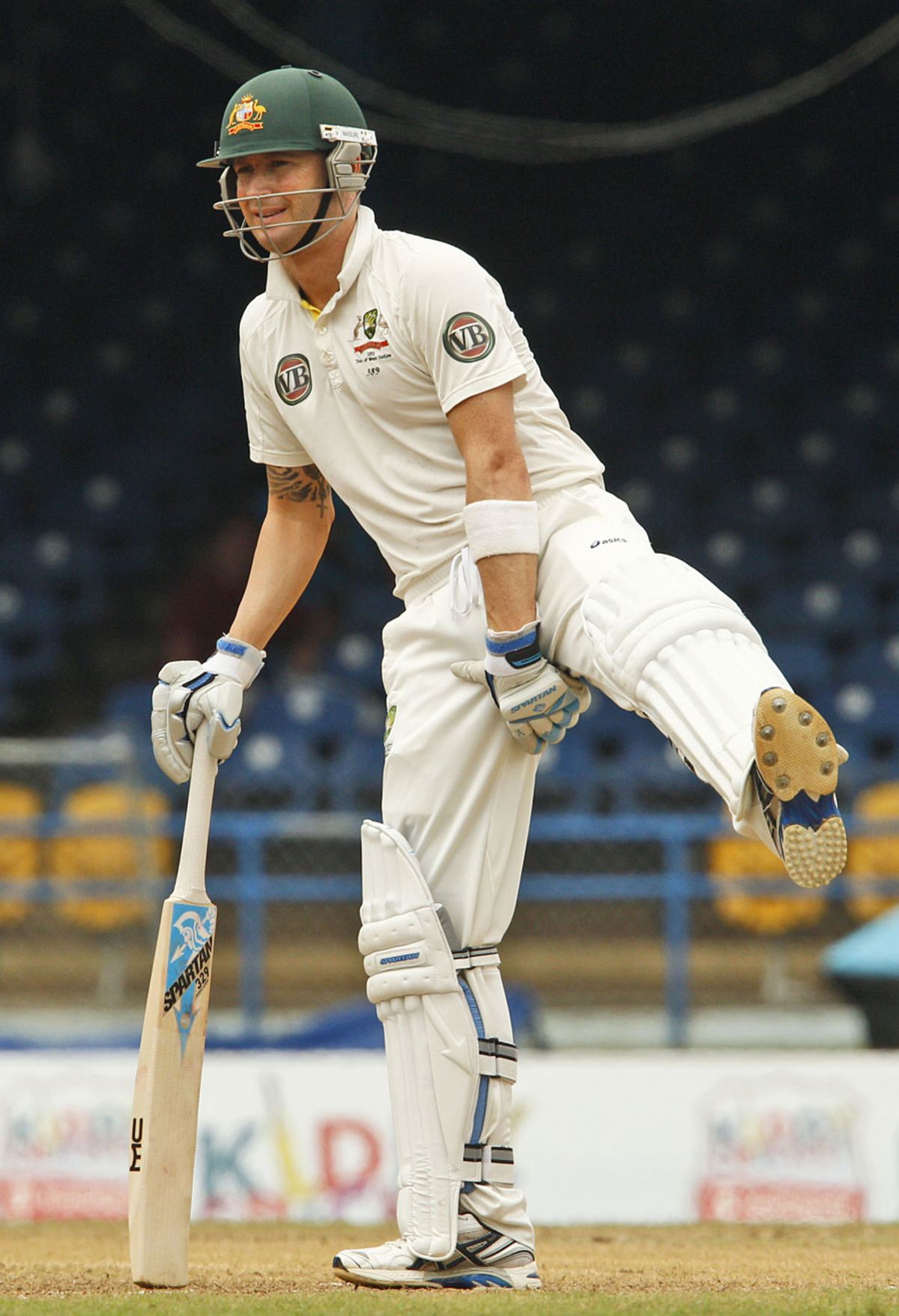 Michael Clarke adjusts himself, West Indies v Australia, 2nd Test, Port-of-Spain, April 19, 2012