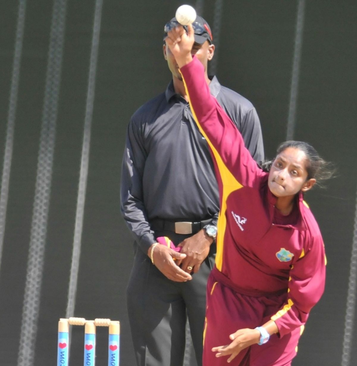 West Indies' Anisa Mohammed with her Player of the Match award