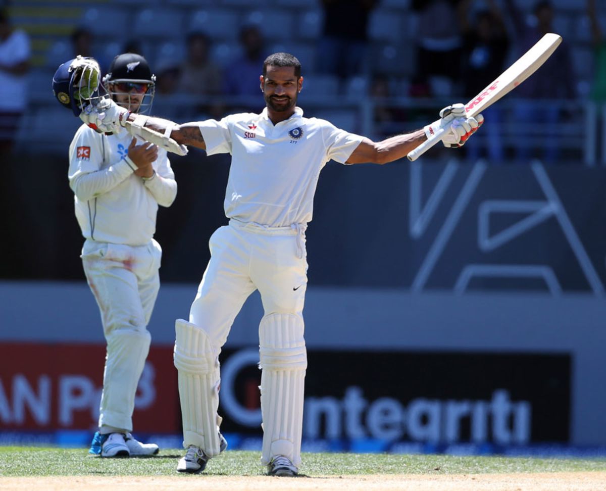 Shikhar Dhawan Celebrates His Second Test Century | ESPNcricinfo.com