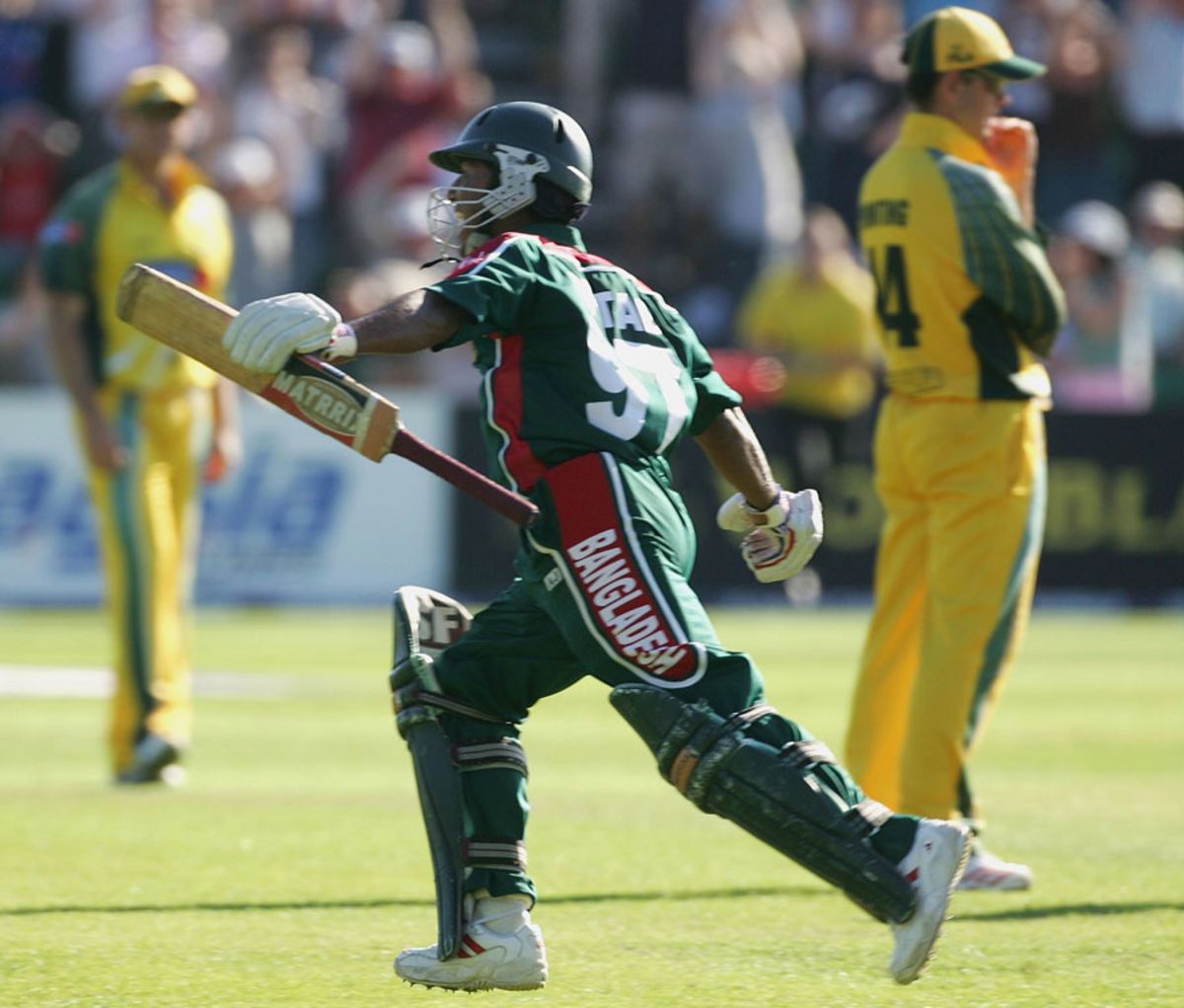 Aftab Ahmed after one of the the biggest upsets in cricketing history, Australia v Bangladesh, NatWest Series, Cardiff, June 18