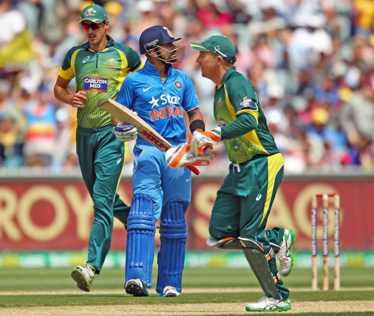 Virat Kohli was dismissed for 9, Australia v India, Carlton Mid Tri-series, Melbourne, January 18, 2015