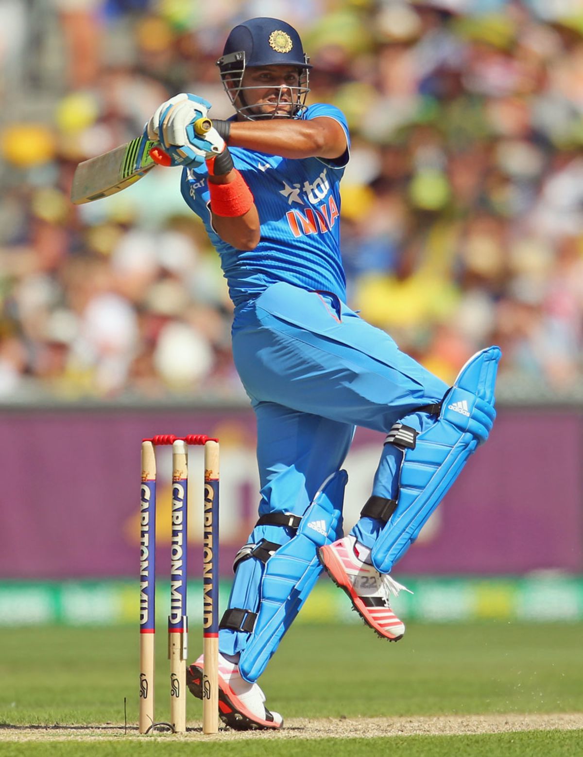 Suresh Raina chipped in with 51 off 63 deliveries, Australia v India, Carlton Mid Tri-series, Melbourne, January 18, 2015