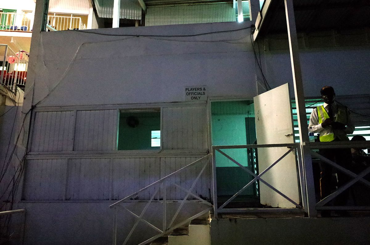 The entrance to the dressing room at the Antigua Recreation Ground, St Johns, July 25, 2016