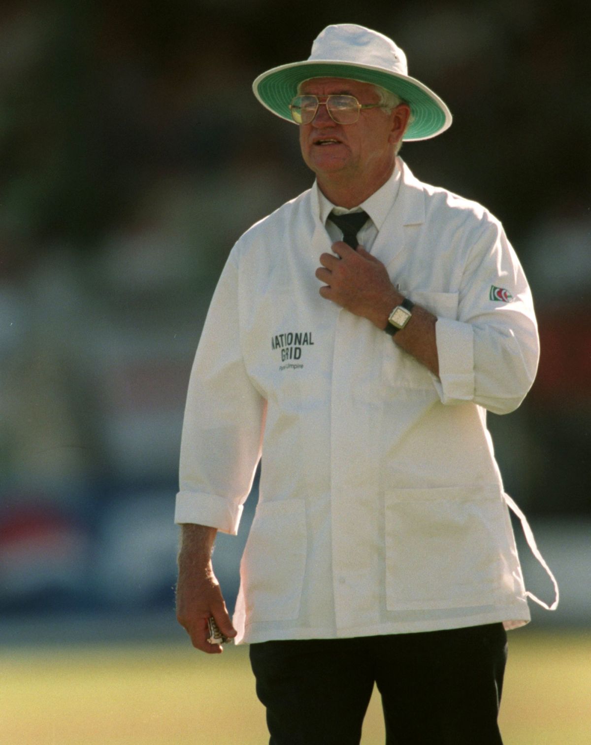 Umpire Cyril Mitchley stands in the Barbados Test, West Indies v England, 5th Test, Bridgetown, 1st day, March 12, 1998
