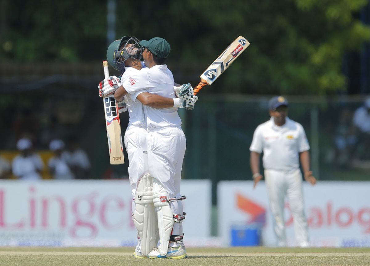 Shakib Al Hasan Is Embraced By Mosaddek Hossain After Raising His