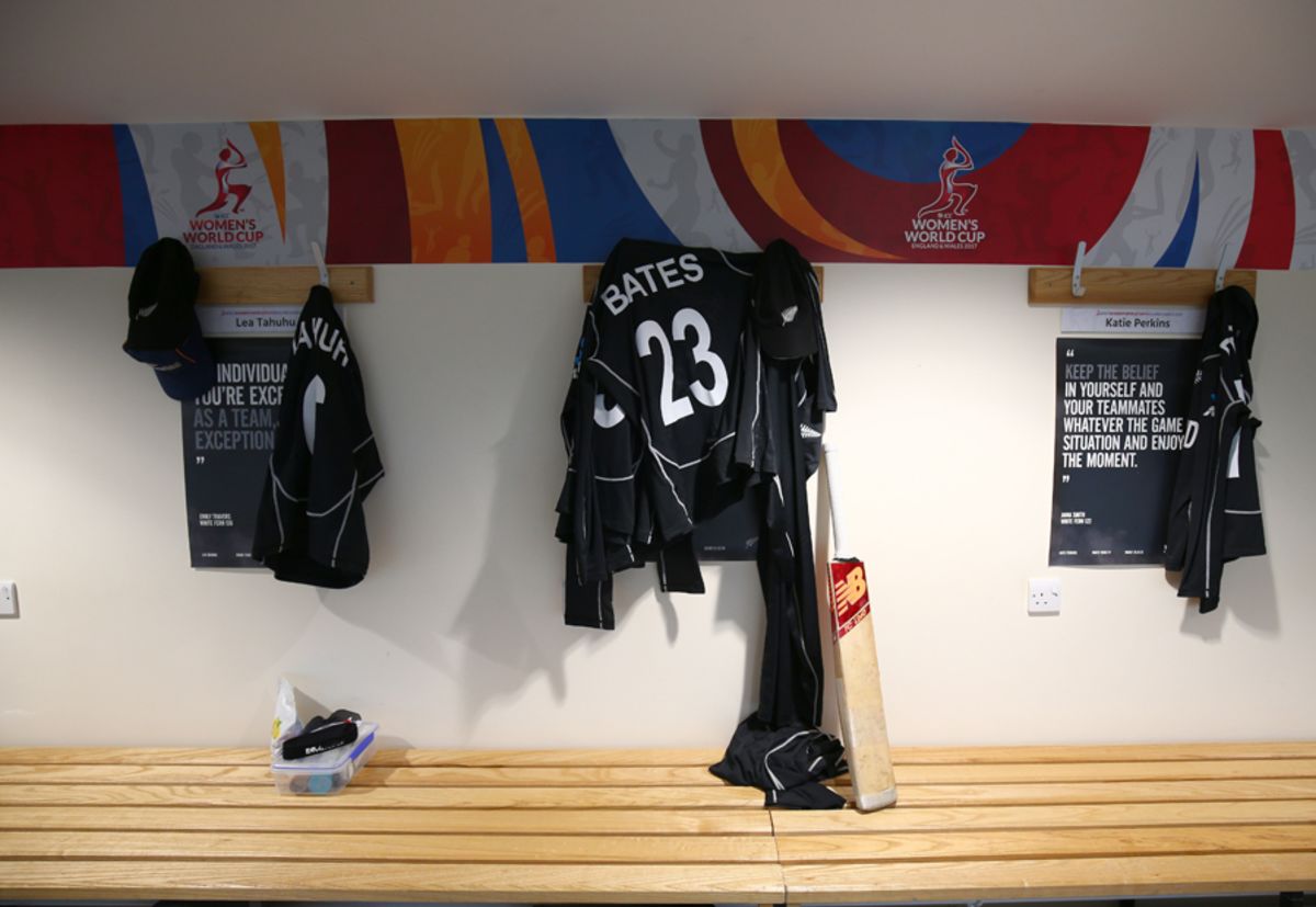 A glimpse of Suzie Bates' jersey inside the New Zealand dressing room ...