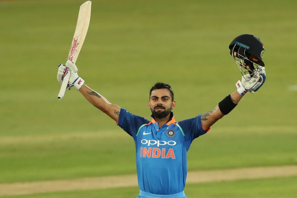 Virat Kohli celebrates his 35th ODI hundred, South Africa v India, 6th ODI, Centurion, February 16, 2018