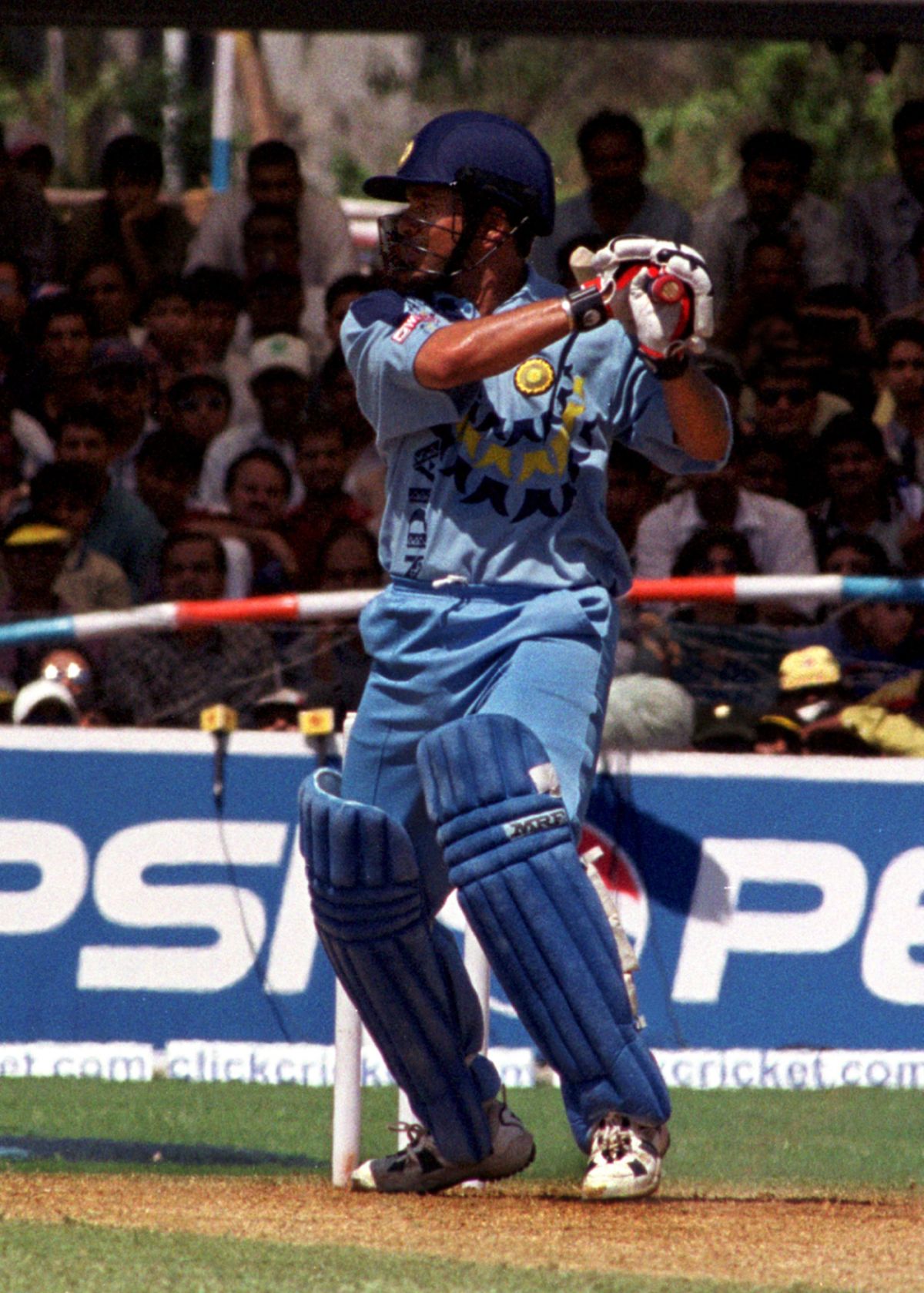Sachin Tendulkar cuts on his way to 122, India v South Africa, 4th ODI, Vadodara, March 17, 2000