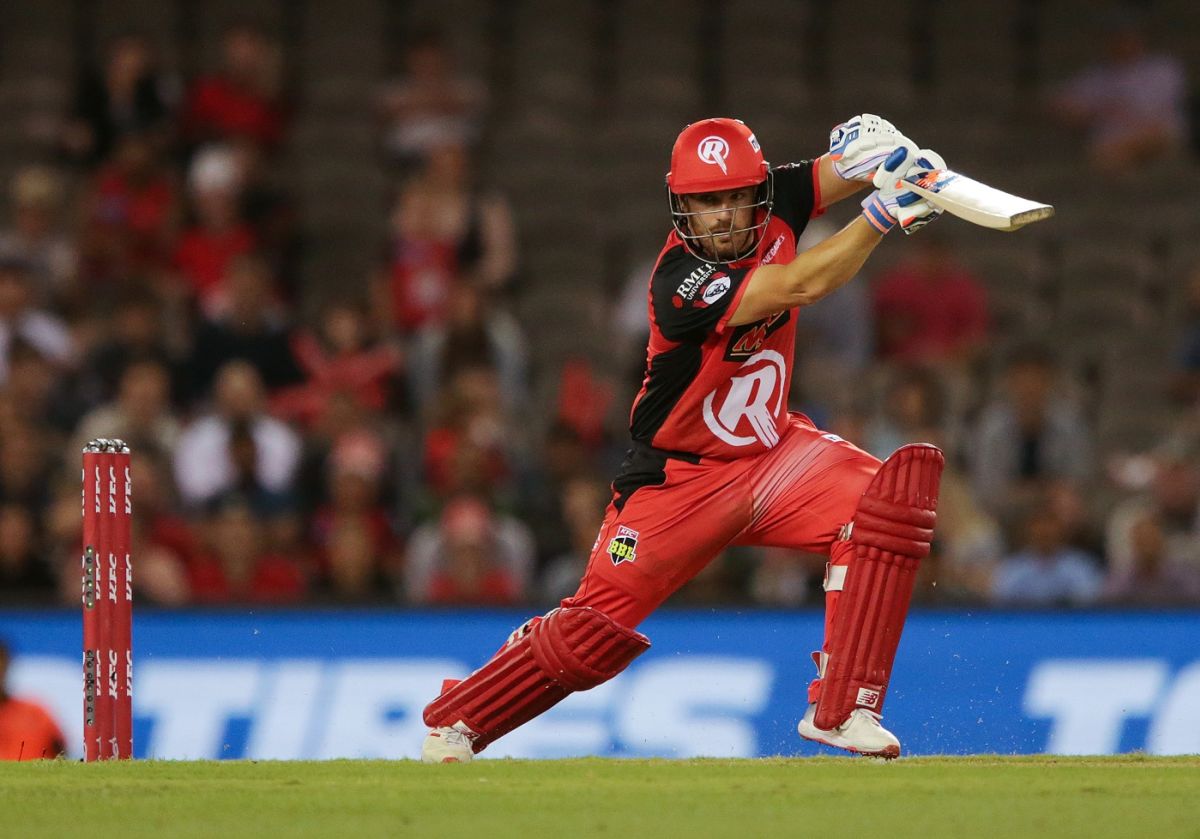 Aaron Finch played a steadying hand in the chase, Melbourne Renegades v Sydney Sixers, BBL 2019, semi-final, Melbourne, February 15, 2019