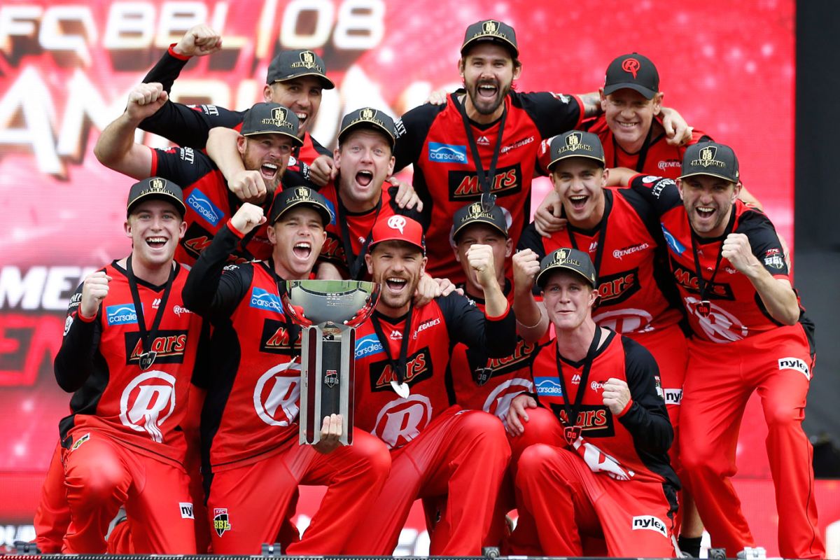 Melbourne Renegades pose with their trophy, Melbourne Renegades v Melbourne Stars, Final, BBL 2018-19, Melbourne, 17 February, 2019