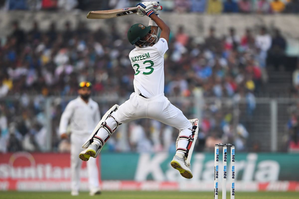 Nayeem Hasan plays an airborne uppercut, India v Bangladesh, 2nd Test, 1st day, Kolkata, November 22, 2019
