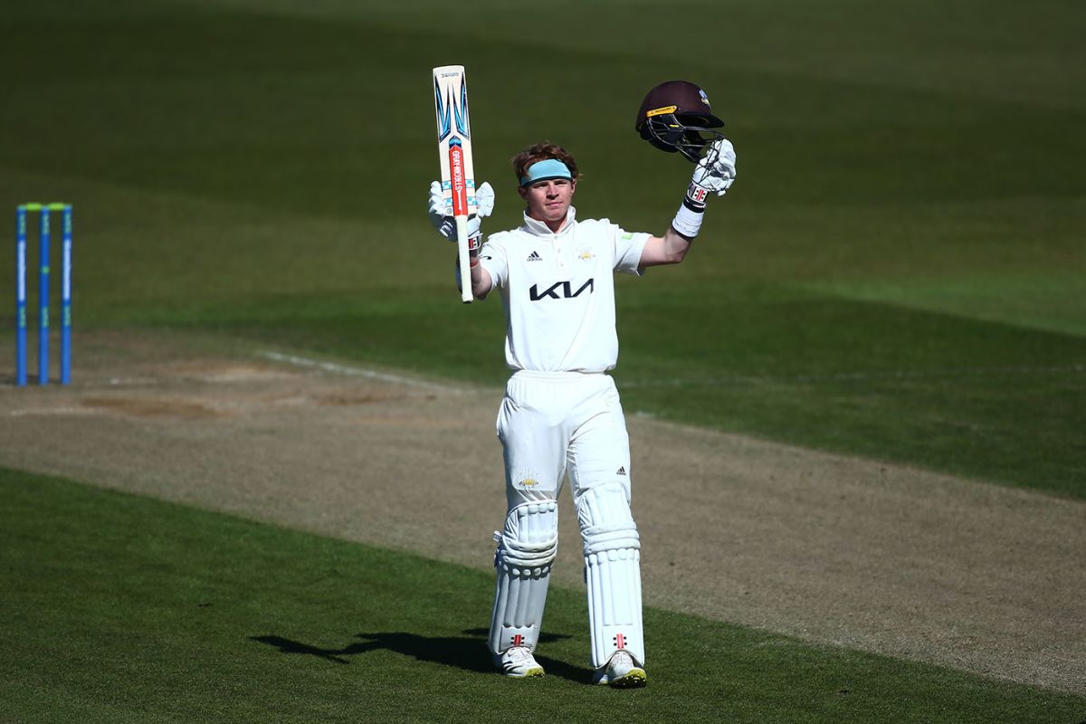 Ollie Pope celebrates his century