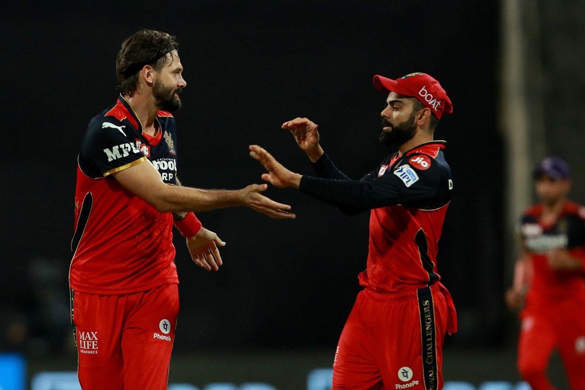 Kane Richardson claimed the wicket of Shivam Dube