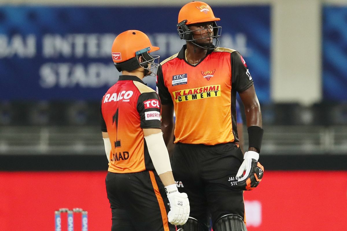 Abdul Samad and Jason Holder have a chat