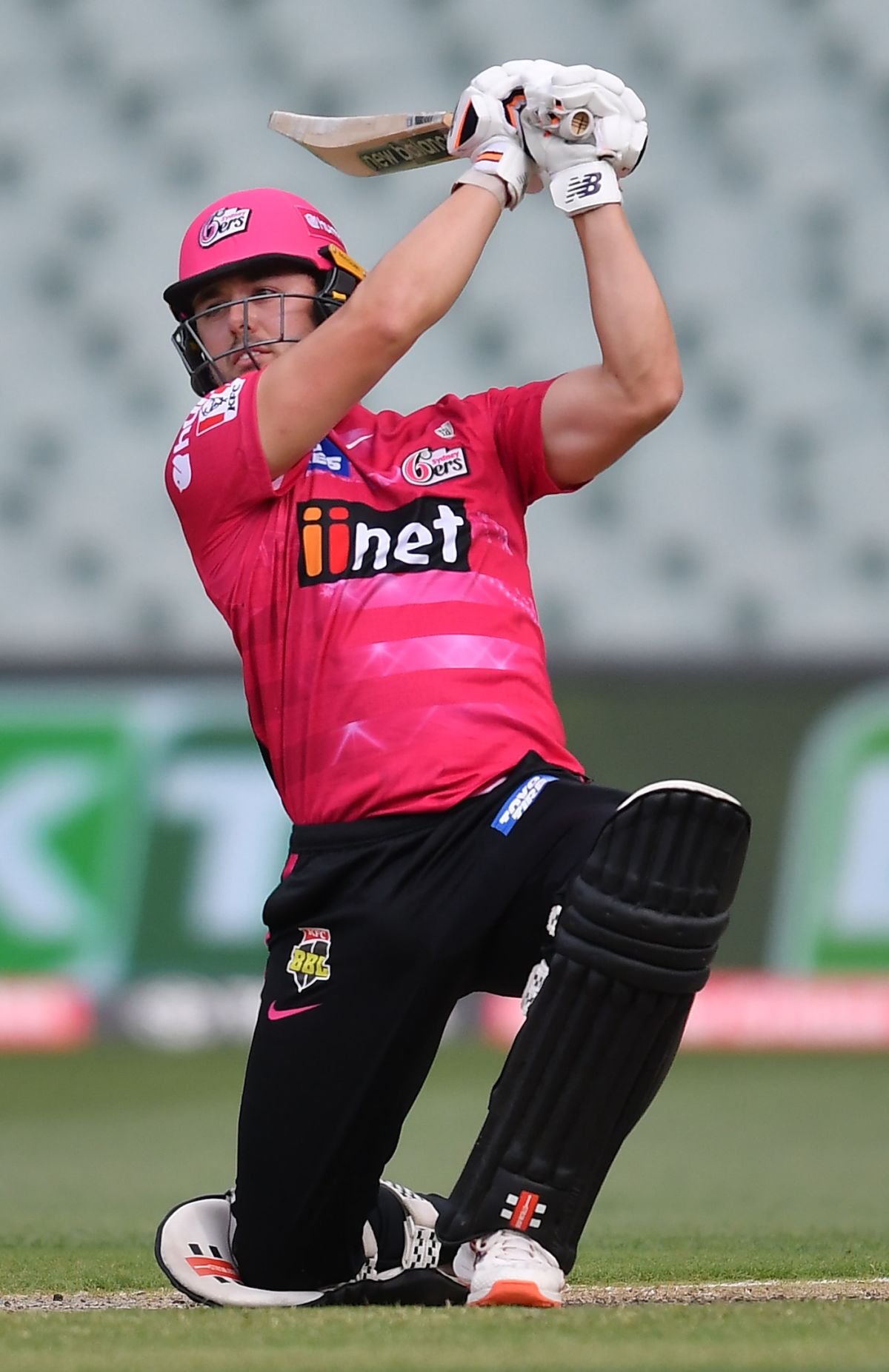 Justin Avendano plays over the off-side infield, Adelaide Strikers vs Sydney Strikers, BBL 2021-22, Adelaide, January 17, 2022