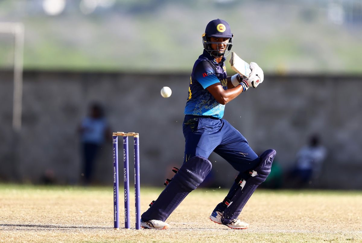 Sadisha Rajapaksa top-scored with 76, Wets Indies Under-19 vs Sri Lanka Under-19, Under-19 World Cup, Basseterre, January 21, 2022 