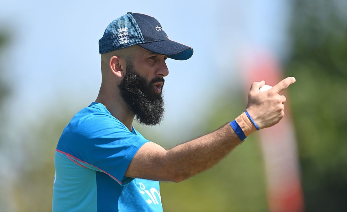 Moeen Ali prepares to bowl in the nets, West Indies vs England, training at Kensington Oval, Barbados, January 21, 2022