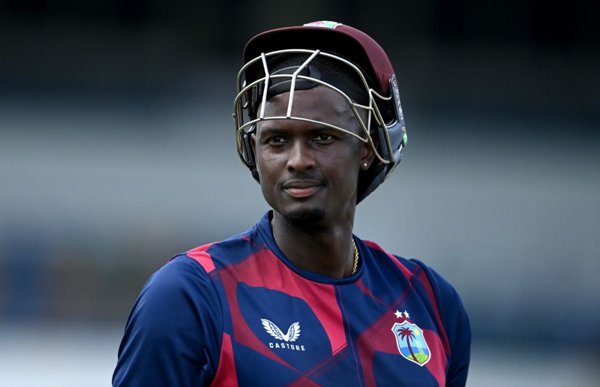 Jason Holder looks on during a nets session
