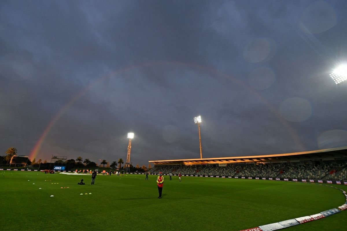 The rainbow makes an appearance over McLean Park