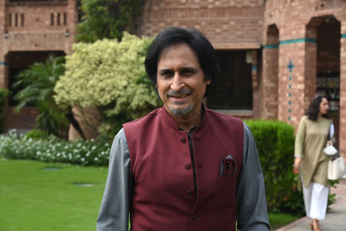 Pcb Chairman Ramiz Raja Arrives To Address A Press Conference At The