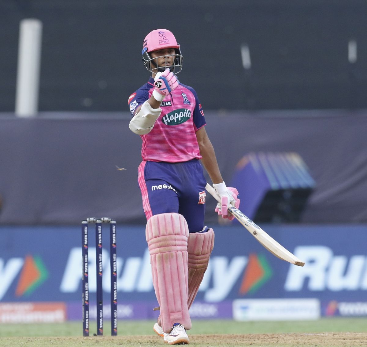 Yashasvi Jaiswal punches the air in delight after reaching his fifty ...