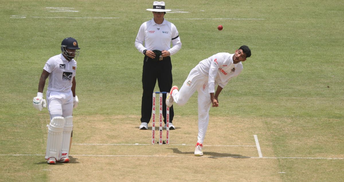 Nayeem Hasan picked up the first two wickets of the first innings, Bangladesh vs Sri Lanka, 1st Test, Chattogram, 1st day, May 15, 2022