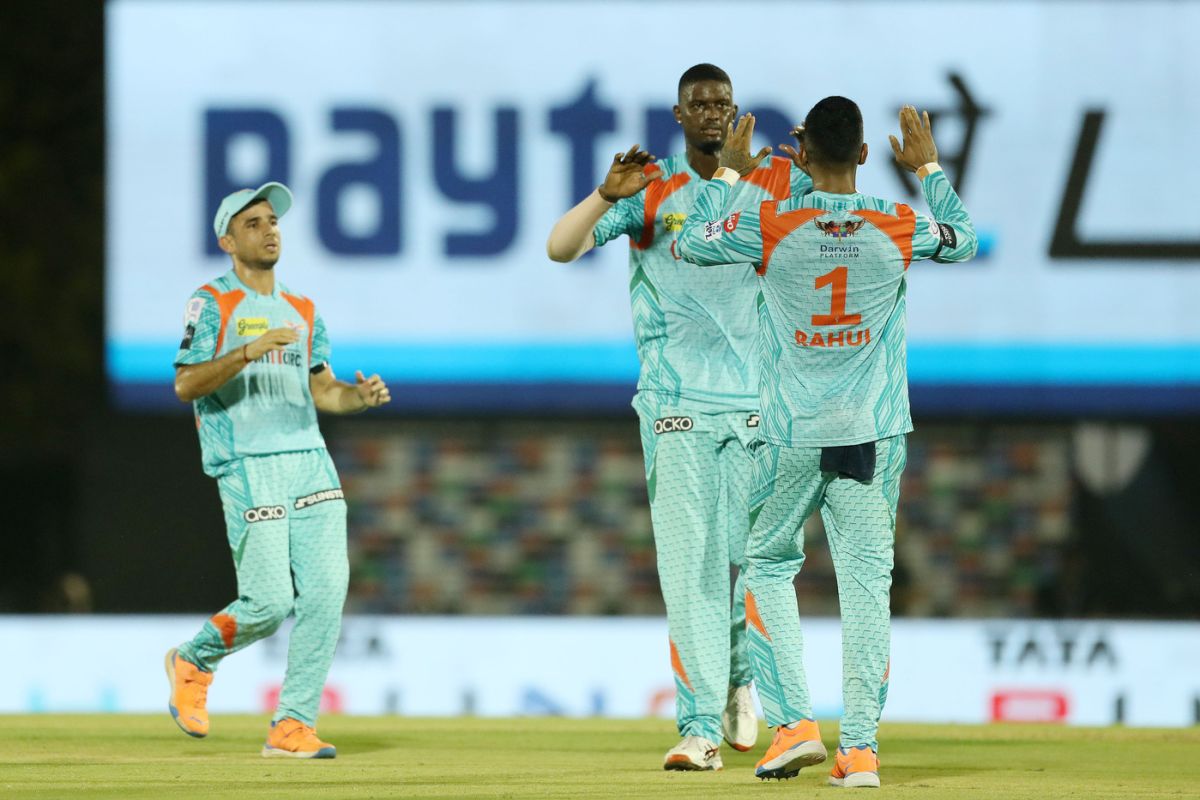 Jason Holder celebrates Sanju Samson's wicket