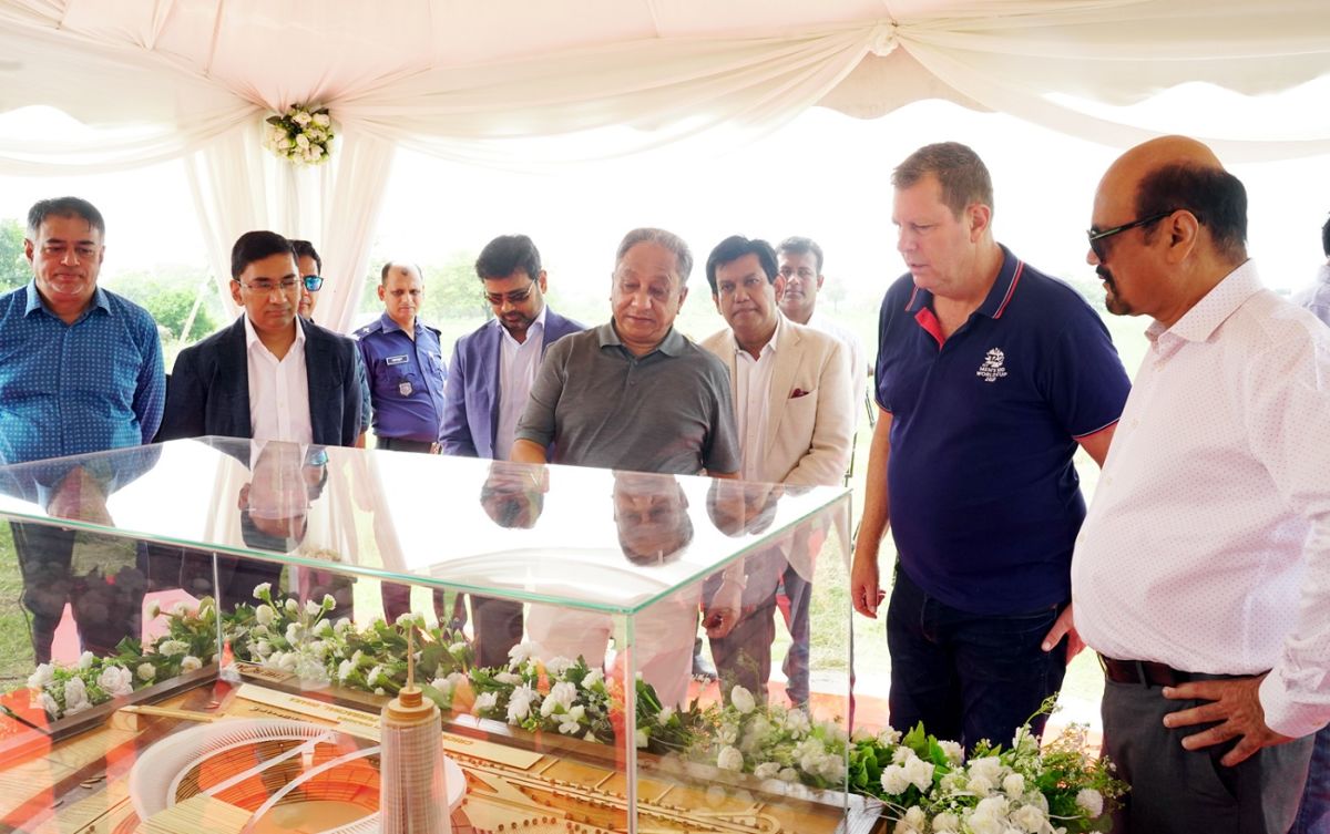 BCB president Nazmul Hassan pays a visit to the proposed Sheikh Hasina Cricket Stadium, Dhaka, May 22, 2022