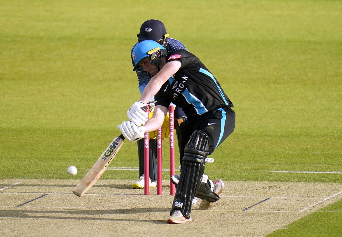 Jack Haynes hits inside-out over wide mid-off, Yorkshire vs Worcestershire, Vitality T20 Blast North Group, Headingley, May 25, 2022