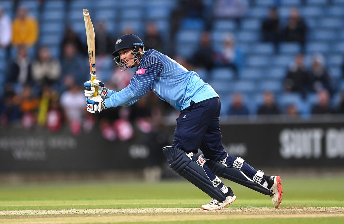 Harry Brook whips one off his pads into the leg side, Yorkshire vs Worcestershire, Vitality T20 Blast North Group, Headingley, May 25, 2022