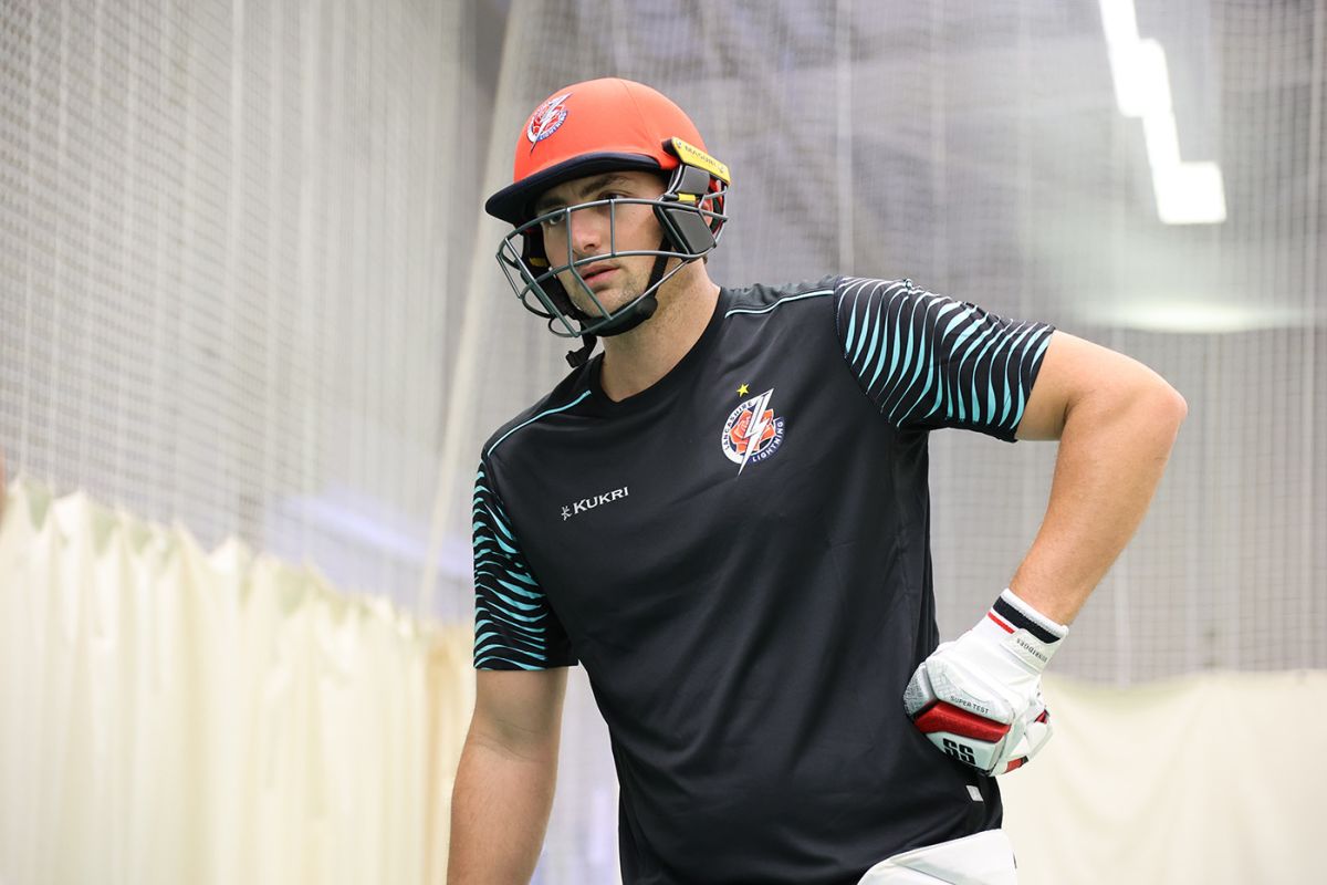 Tim David in the nets at Emirates Old Trafford